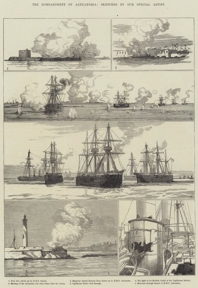Die Bombardierung von Alexandria (Stich) von English School
