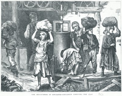 Die Ziegeleien Englands, Kinder tragen den Ton, 1871 von English School