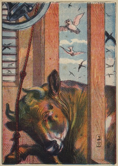 Der Stier läutet die Glocke (Farblithografie) von English School