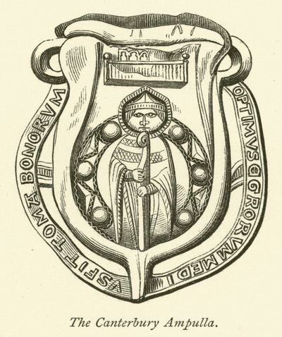 Die Canterbury Ampulle (Gravur) von English School