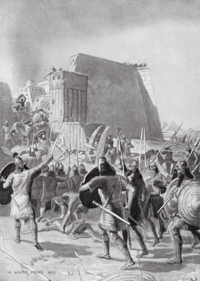 Die Eroberung von Memphis durch die Assyrer von English School