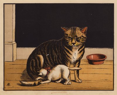 Die Katze (Farblithografie) von English School