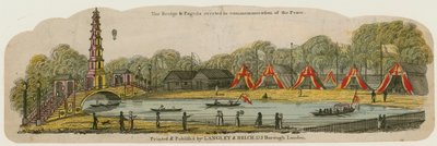 Die chinesische Pagode und Brücke, errichtet über den Kanal im St Jamess Park zur Feier des Friedens, 1. August 1814 von English School