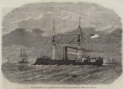 Der konföderierte Dampframme Stonewall verlässt den Hafen von Lissabon (Stich) von English School