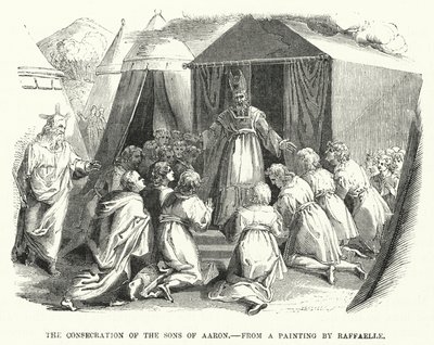 Die Weihe der Söhne Aarons, nach einem Gemälde von Raffael (Stich) von English School