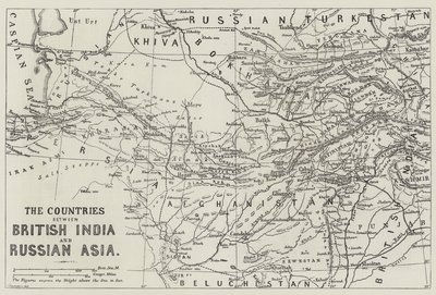 Die Länder zwischen Britisch-Indien und Russisch-Asien (Gravur) von English School