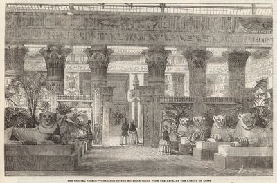 Der Crystal Palace: Eingang zum ägyptischen Hof von der Halle durch die Löwenallee von English School