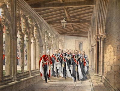 Der Deans Cloister, Windsor, 10. März 1863, aus Ein Gedenkbuch zur Hochzeit von Edward VII. und Alexandra von Dänemark, veröffentlicht 1864 von English School