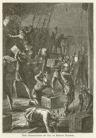 Die Zerstörung des Tees im Bostoner Hafen von English School
