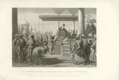 Die Dewannee von Bengalen, Bihar und Orissa, erworben von den Engländern, Indien, 1765 von English School