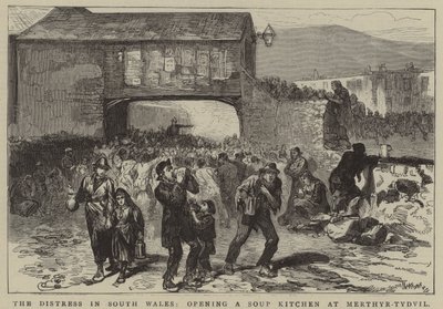 Die Notlage in Südwales, Eröffnung einer Suppenküche in Merthyr-Tydvil von English School