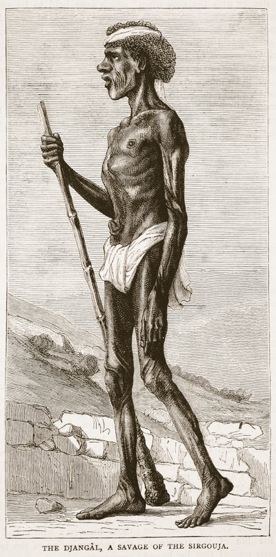 Der Djangal, ein Wilder aus Sirgouja, Illustration aus Cassells Illustrierter Geschichte Englands von English School