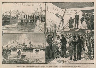 Der Herzog und die Herzogin von Connaught eröffnen die Royal Victoria und Albert Docks von English School