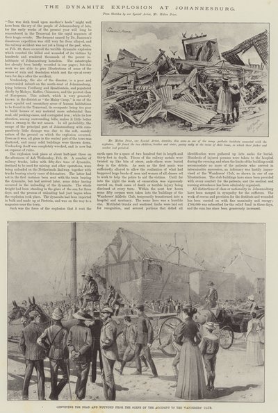 Die Dynamitexplosion in Johannesburg (Lithografie) von English School