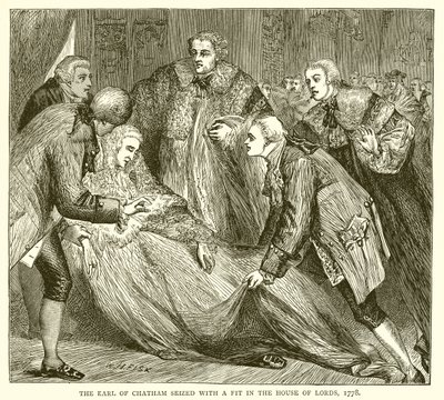 Der Earl of Chatham erleidet einen Anfall im House of Lords, 1778 von English School