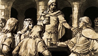 Der Earl of Norfolk erhob sich und hielt eine feurige Rede gegen den abwesenden König William (Gouache auf Papier) von English School