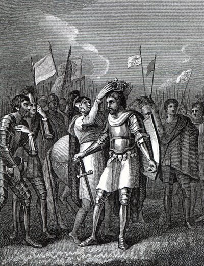 Der Earl of Richmond wird nach der Schlacht von Bosworth zum König gewählt, aus 