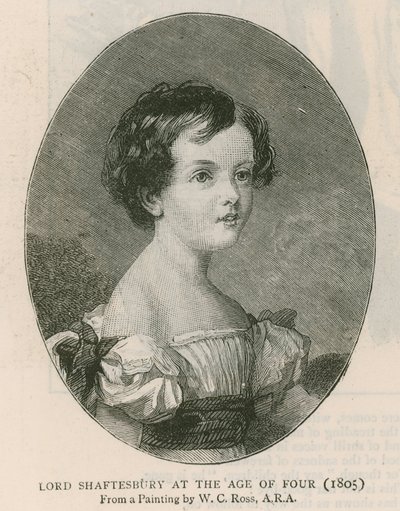 Der Earl of Shaftesbury; Lord Shaftesbury im Alter von vier Jahren, gemalt von W. C. Ross im Jahr 1805 von English School