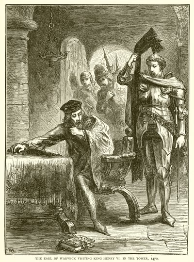 Der Earl of Warwick besucht König Heinrich VI im Tower, 1470 von English School