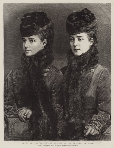 Die Kaiserin von Russland und ihre Schwester, die Prinzessin von Wales (Gravur) von English School