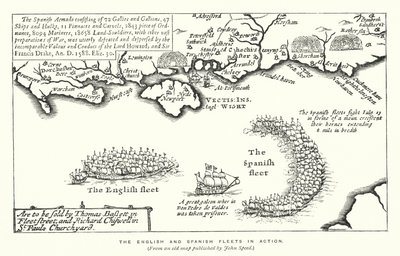 Die englischen und spanischen Flotten im Gefecht (Stich) von English School