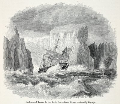 Die Erebus und die Terror unter Eisbergen von English School