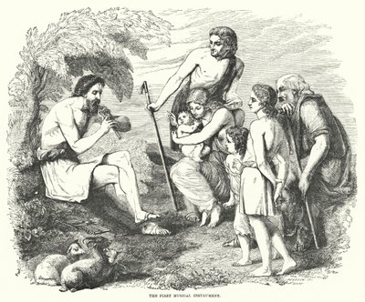 Das erste Musikinstrument (Gravur) von English School