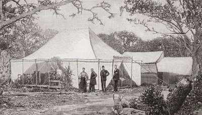 Die Erste Presbyterianische Kirche, Miami, Florida, Vereinigte Staaten von Amerika im späten 19. Jahrhundert. Die Kirche, gegründet von Reverend Henry Keigwin im Jahr 1896, begann in einem einfachen Bretterrestaurant, bevor die Gottesdienste in ein Zelt ve von English School