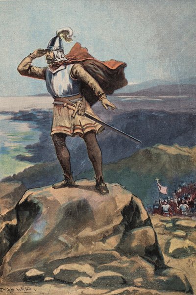 Der erste Blick auf den Pazifik (Farblithografie) von English School