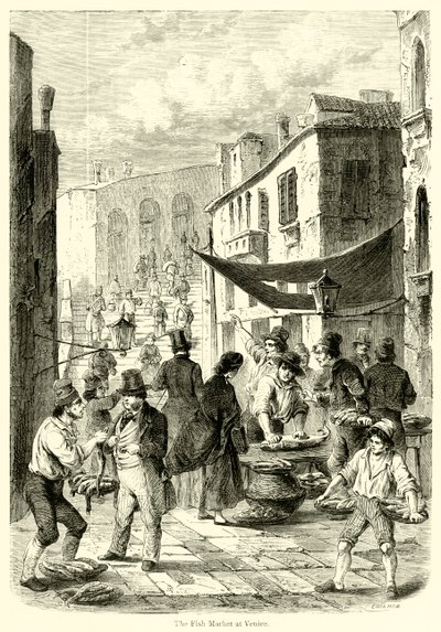 Der Fischmarkt in Venedig von English School