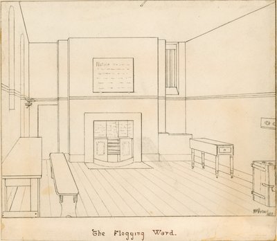 Die Prügelabteilung im Newgate-Gefängnis von English School