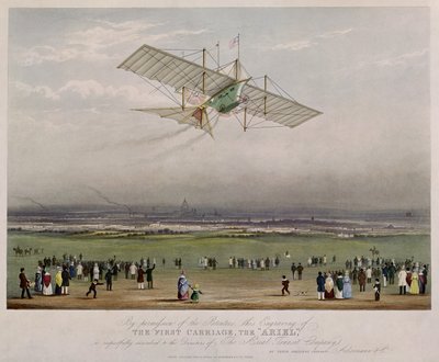 Die Flugmaschine, die Ariel, nach Entwürfen von W.S. Henson im Jahr 1842, veröffentlicht von Ackermann & Co., 1843 von English School