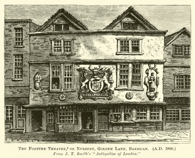 Das Fortune Theatre, oder Nursery, Golden Lane, Barbican, AD 1800 von English School