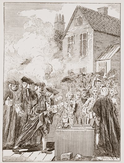 Der Grundstein der Blackfriars Bridge, 1760, aus einem zeitgenössischen Druck von English School