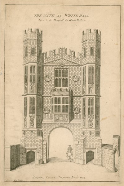 Das Tor von Whitehall. Sagt man, entworfen von Hans Holbein von English School