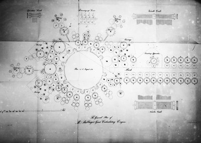 Der Gesamtplan von Mr. Babbages großer Rechenmaschine, graviert von Bolton, gedruckt von Lemercier Bernard & Co von English School