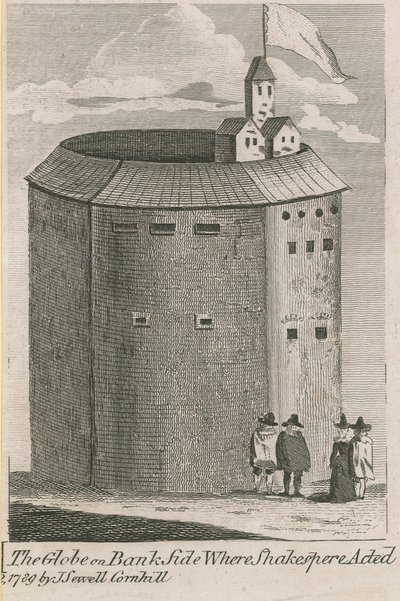 Das Globe Theatre am Bankside, London, wo William Shakespeare auftrat von English School