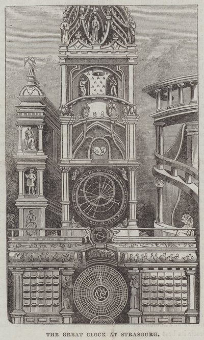 Die Große Uhr in Straßburg (Stich) von English School