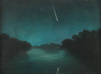 Der große Komet von 1861, gesehen von der Staines Bridge, Middlesex von English School