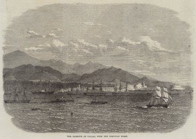 Der Hafen von Callao mit der peruanischen Flotte von English School