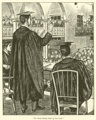 Der Schulleiter hob seine Hand von English School