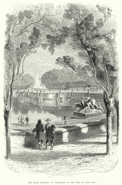 Die hohen Terrassen in Versailles zur Zeit von Ludwig XIV. (Stich) von English School