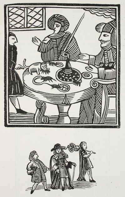 Die Geschichte von Sir Richard Whittington, dreimal Lord Mayor von London, Illustration aus Chap-books des achtzehnten Jahrhunderts von John Ashton, veröffentlicht 1882 von English School