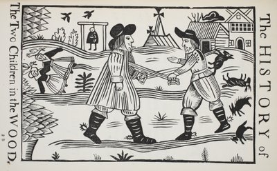 Die Geschichte der zwei Kinder im Wald, Illustration aus Chap-books des achtzehnten Jahrhunderts von John Ashton, veröffentlicht 1882 von English School