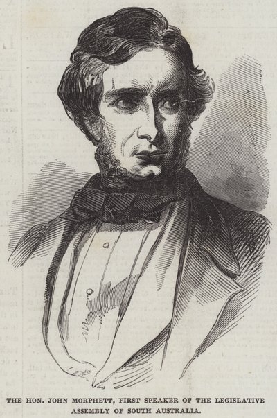 Der Ehrenwerte John Morphett, erster Sprecher der gesetzgebenden Versammlung von Südaustralien (Stich) von English School