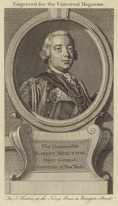 Der Ehrenwerte Robert Monckton, Generalmajor, Gouverneur von New York von English School
