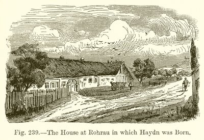 Das Haus in Rohrau, in dem Haydn geboren wurde von English School
