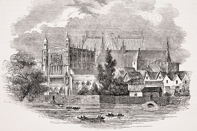 Die Häuser des Parlaments vom Fluss aus zur Zeit von John Hampden, aus 