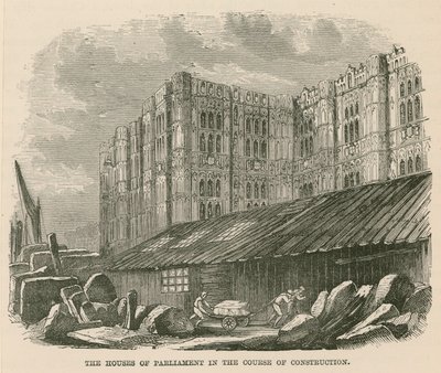 Die Parlamentsgebäude im Bau von English School