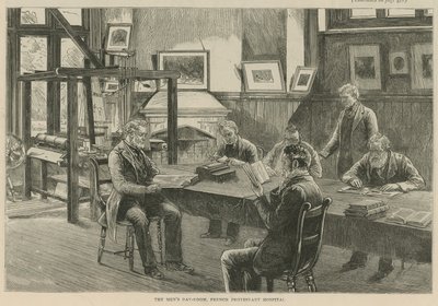 Die Hugenotten in England: Der Tagesraum der Männer, französisches protestantisches Krankenhaus von English School